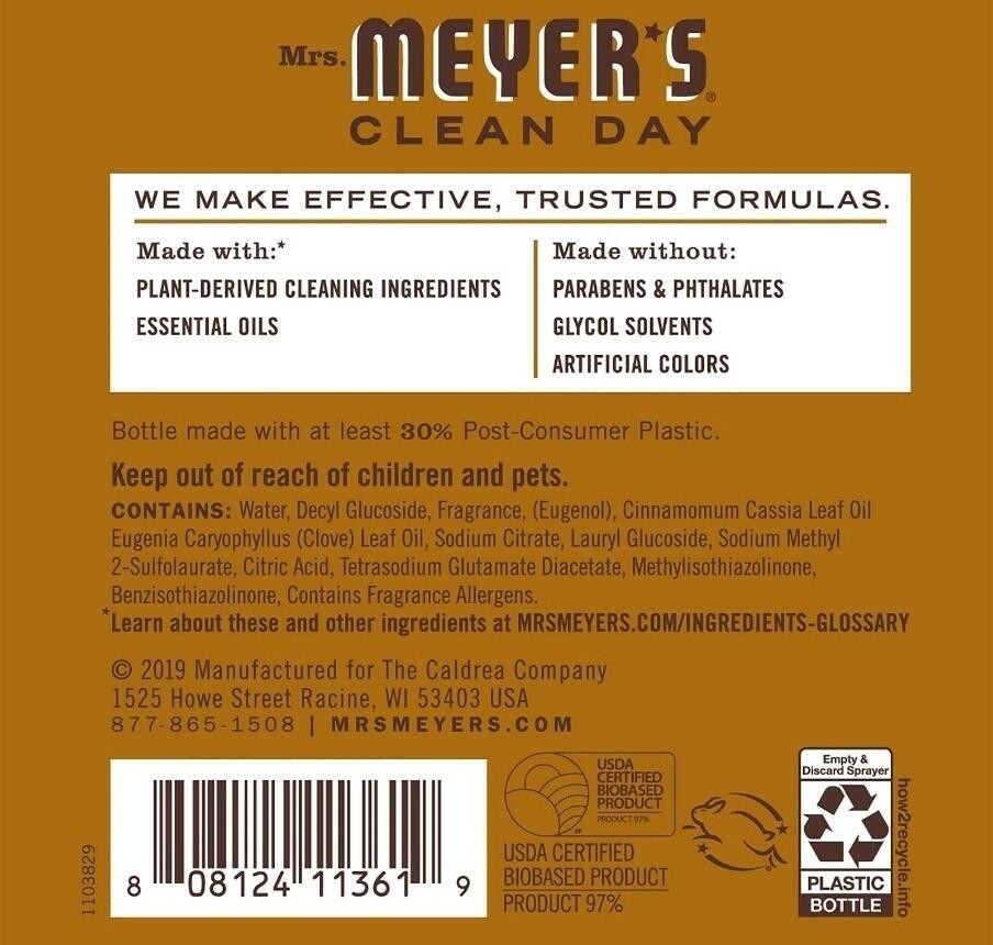Mrs Meyer’s Clean Day Acorn Spice Multi Surface Everyday Cleaner 16Oz 2 Pk…3..