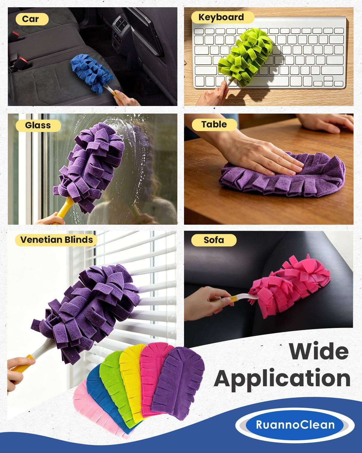 6 PCS Reusable Duster Refills Compatible with Swiffer Duster | Washable Fleece