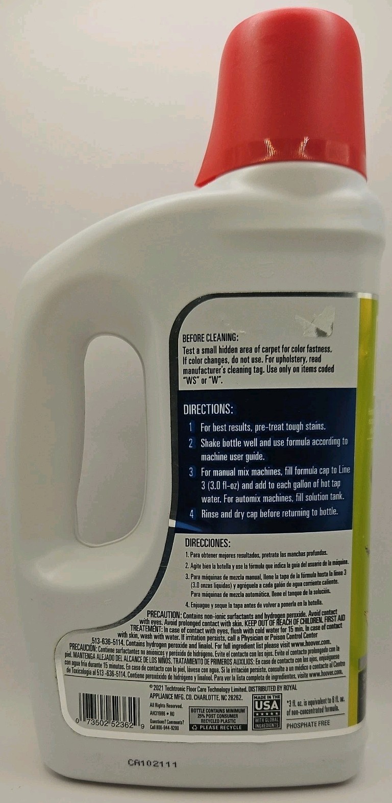 Hoover Ocean Breeze Scent 2X Oxy Carpet Cleaner Permanent Stain Removal 50 Oz