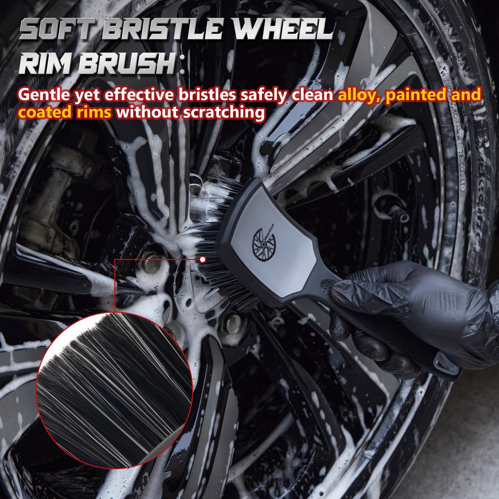 “Car Wheel & Tire Brush Set 2 Pack Rim Cleaner and Stiff Scrub Brushes”