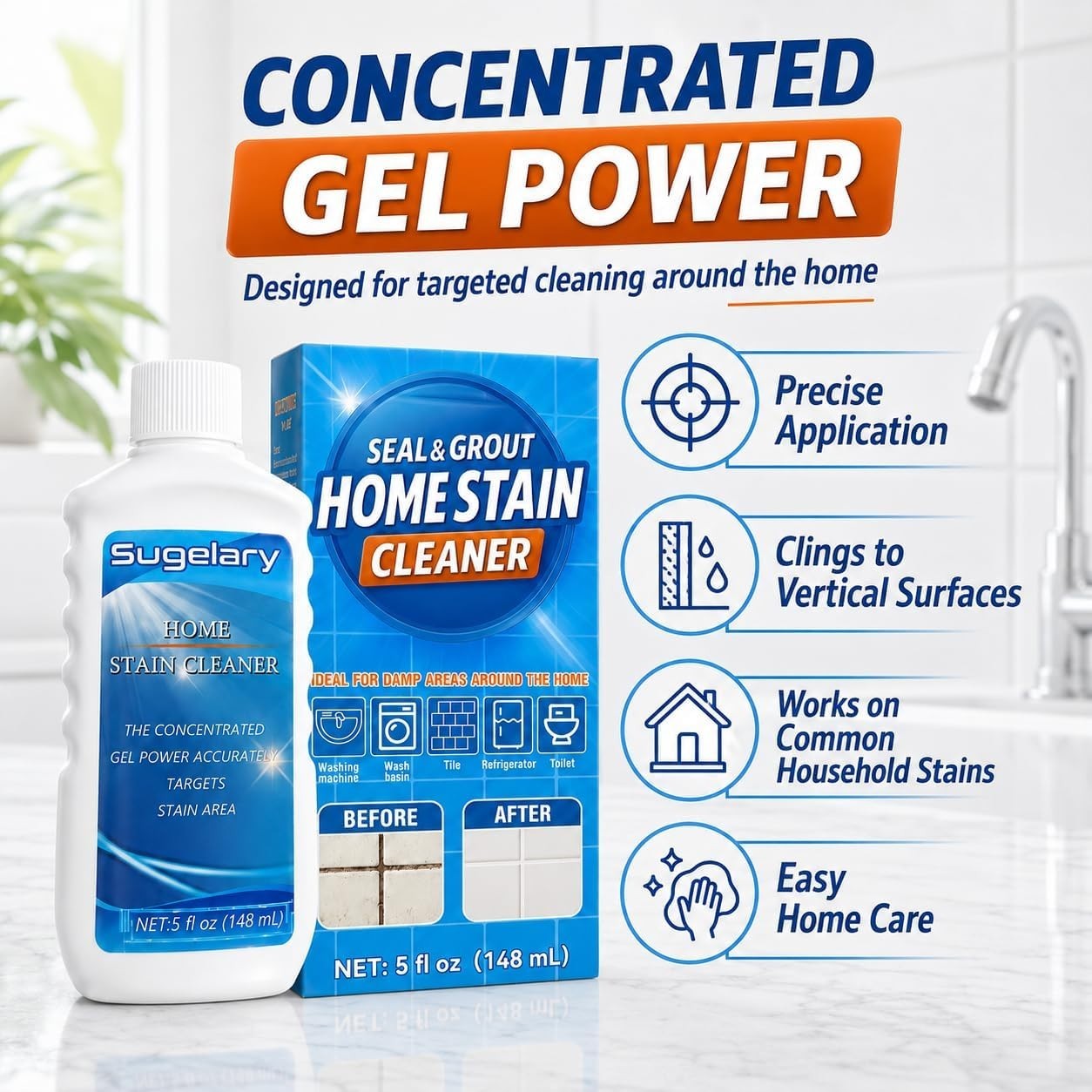 Sugelary Mold Stain Cleaning Gel, 5 Fl oz All-Purpose Household Free Shipping