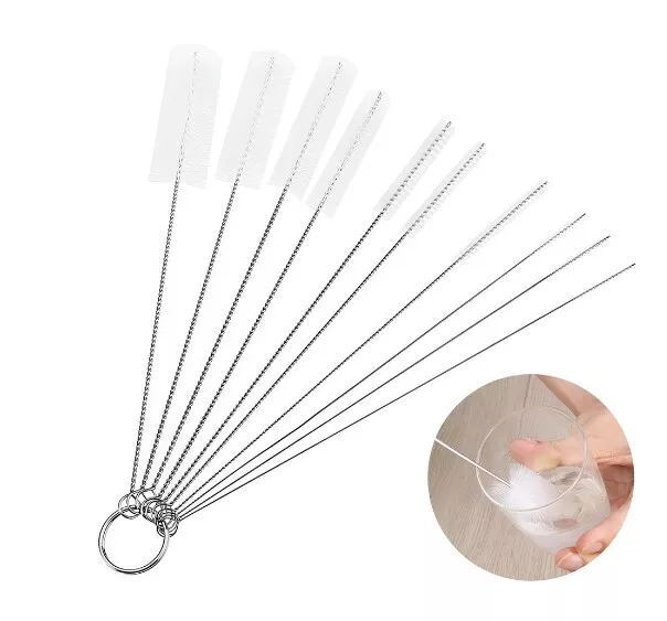 Nylon Straw Brush Cleaner Bottle Tube Pipe Small Long Cleaning 10Pcs Set USA
