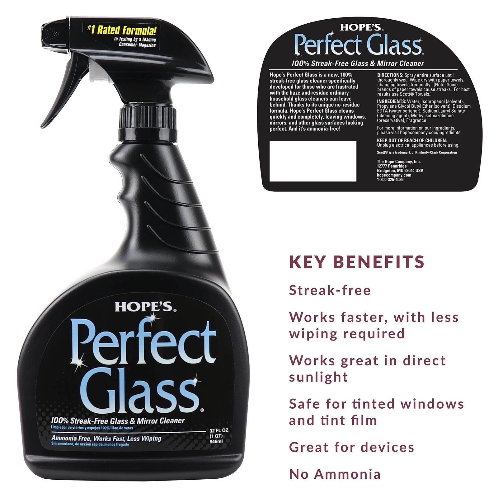 Glass Cleaner Spray Streakfree Ammoniafree Window Mirror Screen And Shower Door