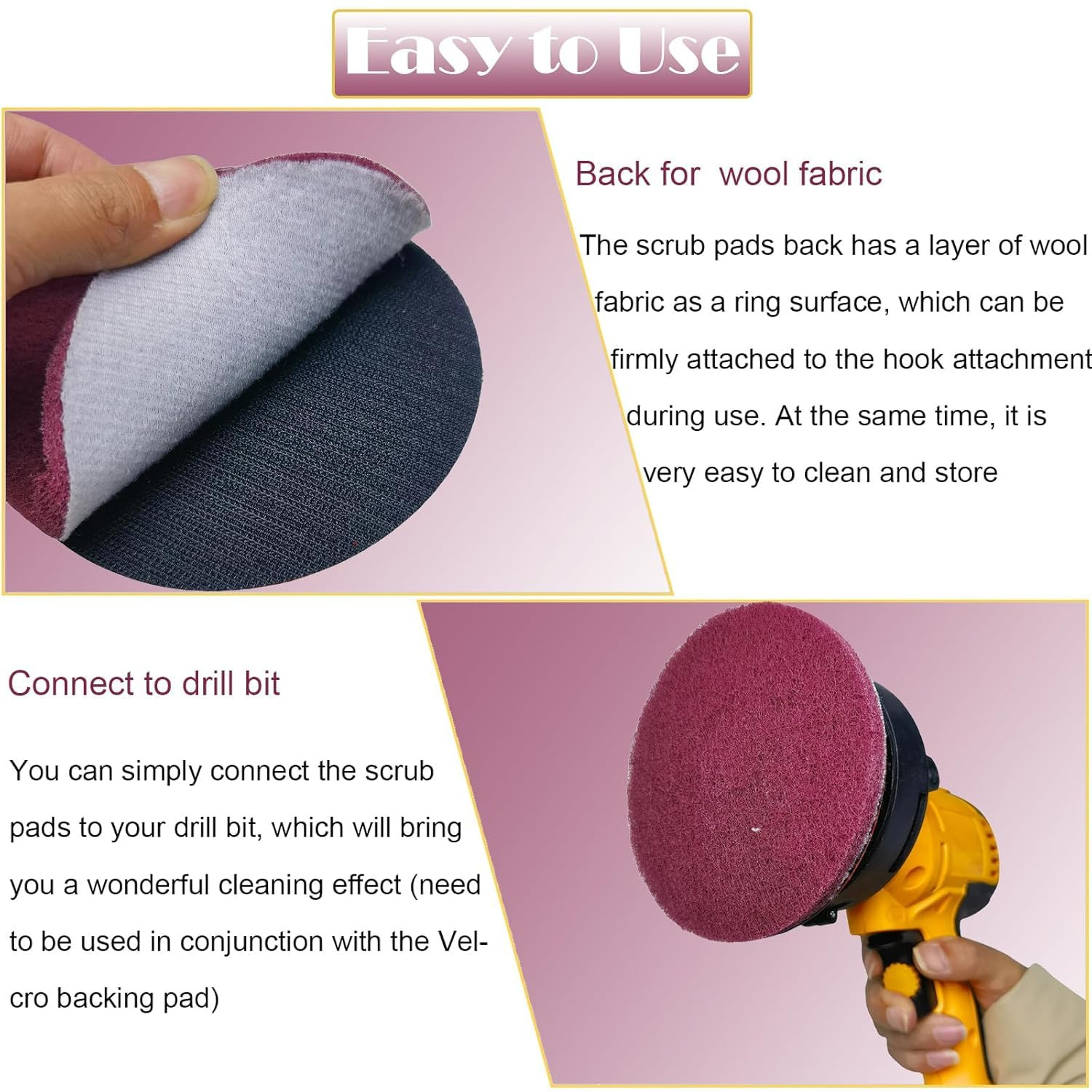 10 PCS 5 Inch 400 Grit Scrubber Scouring Pads Flocking Scuff Pads -Hoop and Loop