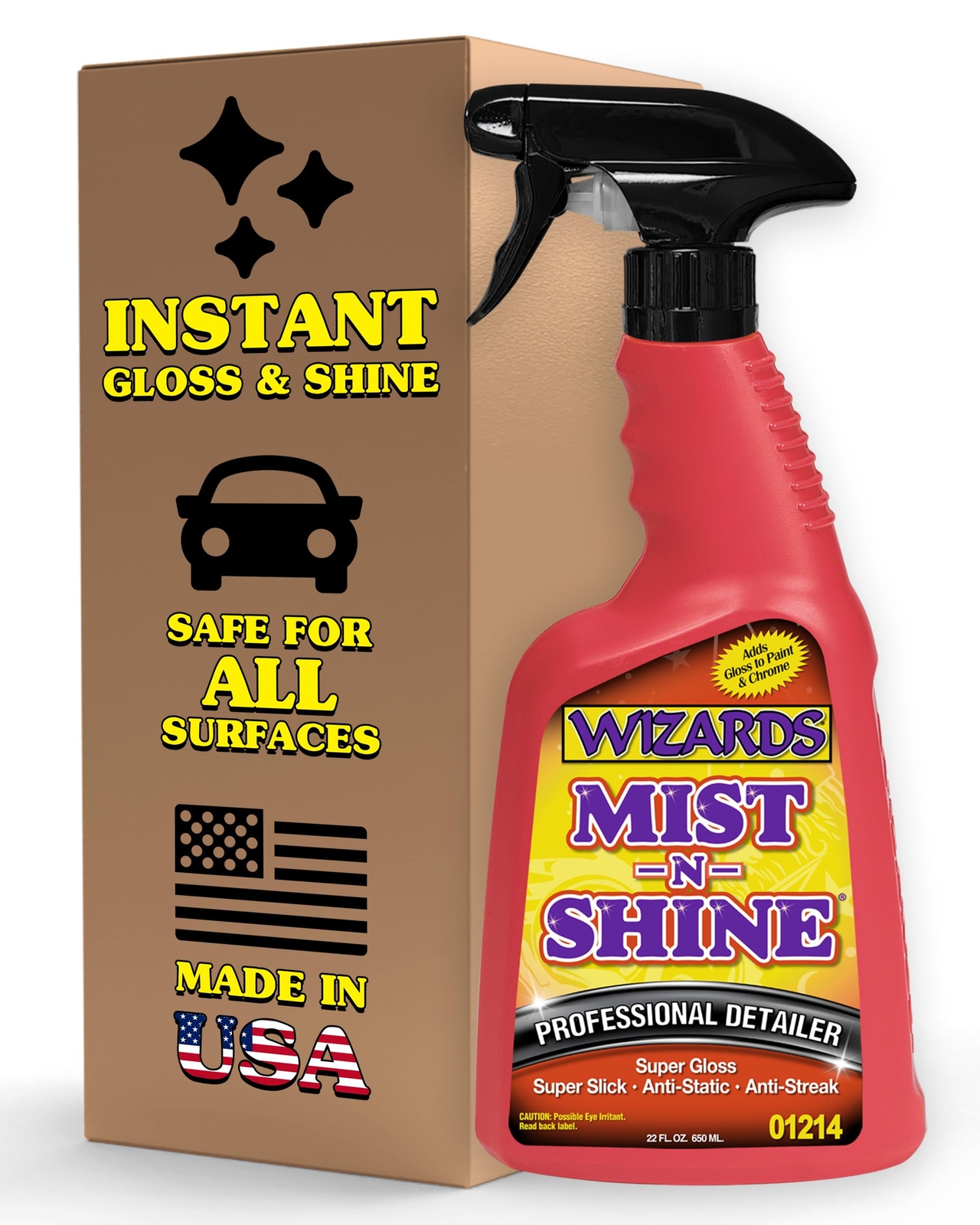 Wizards Mist-N-Shine Professional Detailer Glass Cleaner Scratch Remover 22 oz
