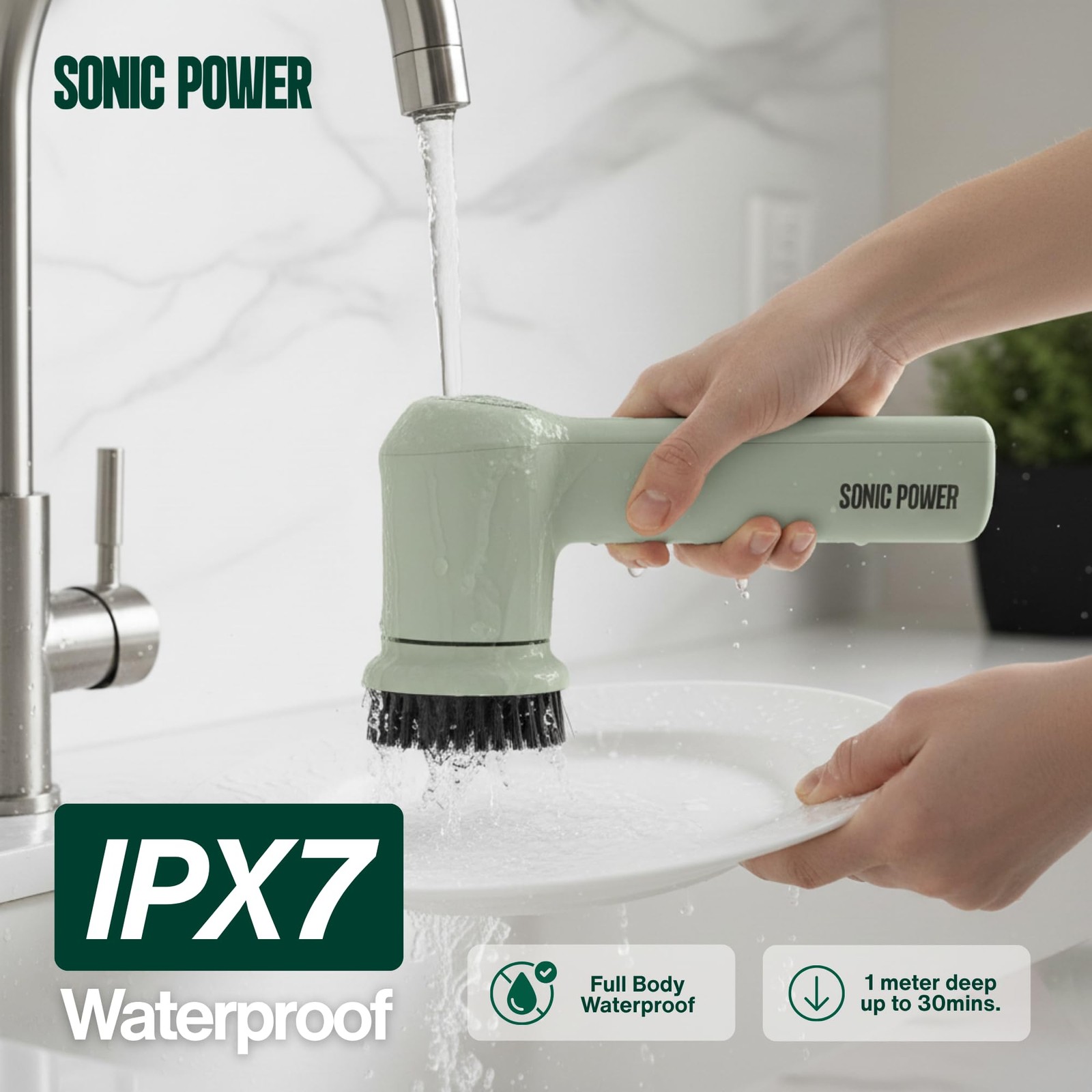 Electric Spin Scrubber – Handheld & Ergonomic, IPX7 Waterproof, 4 Multi-Purpo…