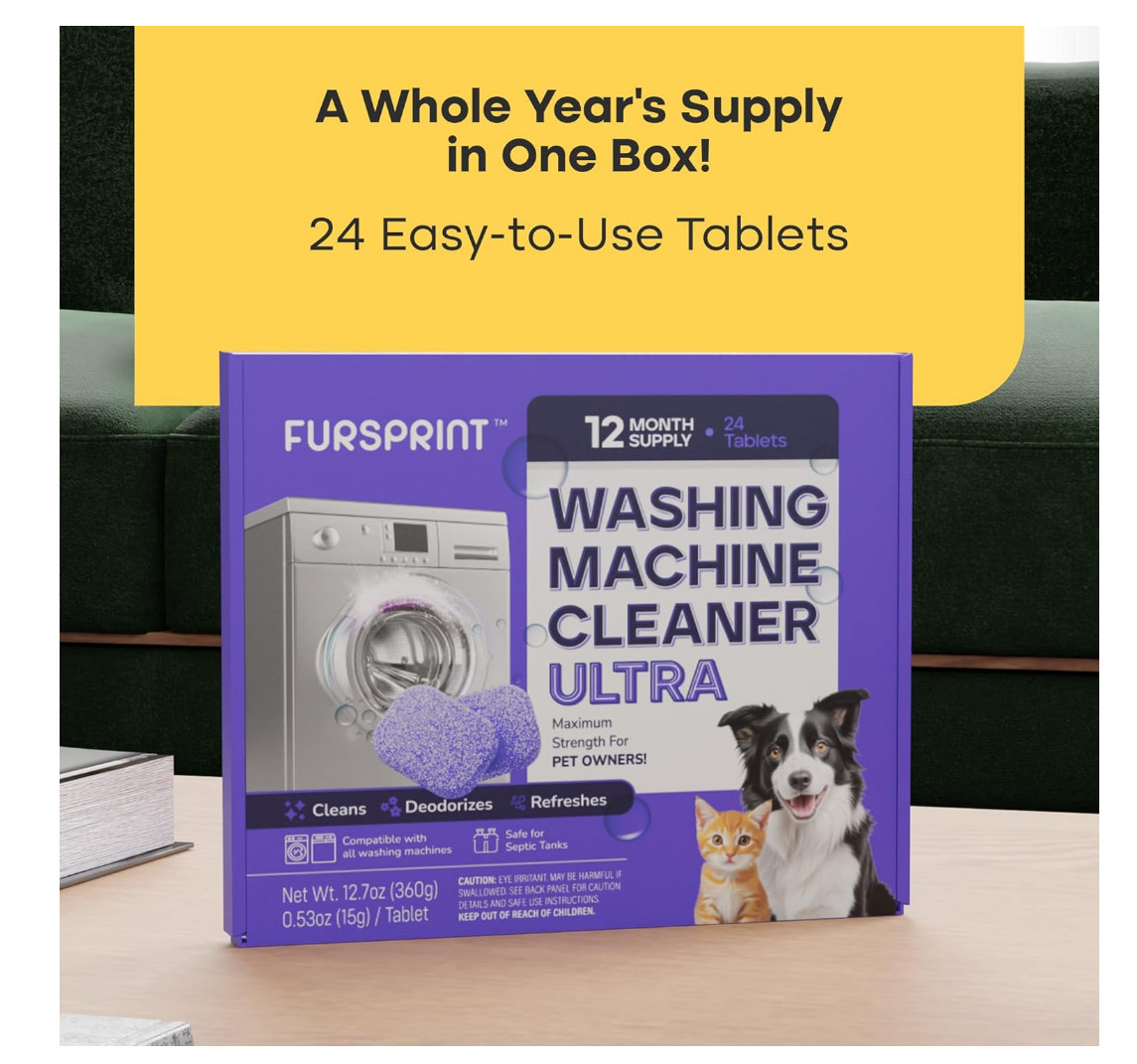 Ultra Washing Machine Cleaner Tablets 24 Pack Pet Odor HE Top Front Load