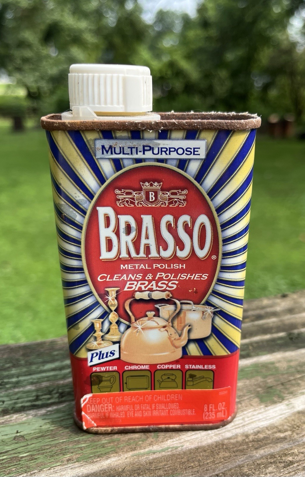 Vintage BRASSO Metal Polish 8 Fl. Oz Tin For Brass Copper Chrome Full Never Open