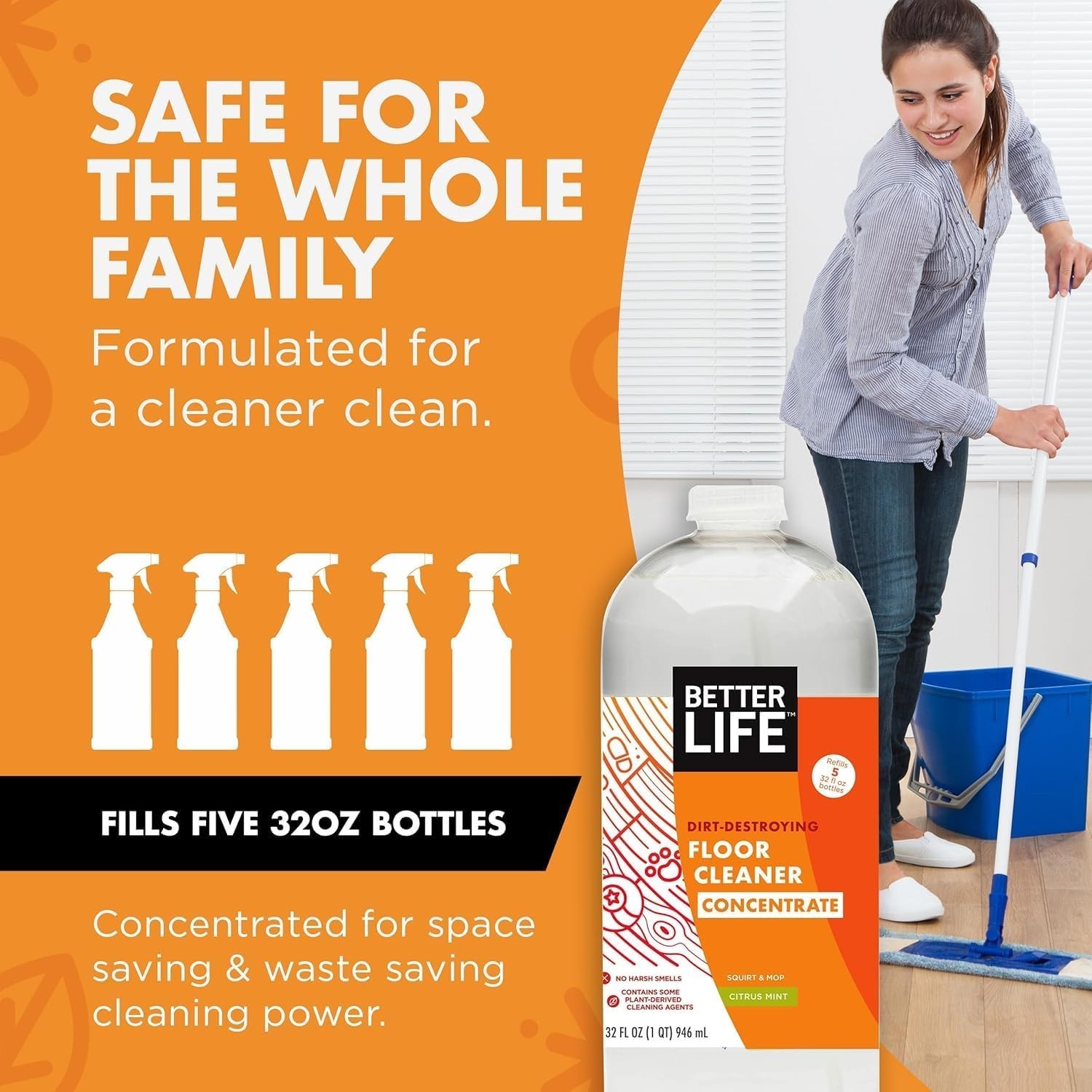 Concentrated Liquid Cleaner for Hardwood, Tile, and Vinyl with Streak-Free Shine