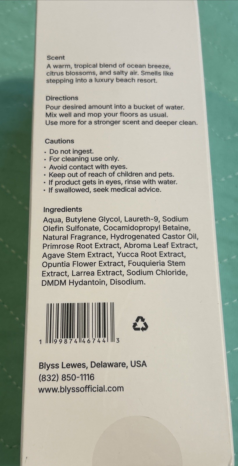 Blyss Mop Soap Brazilian Waves Naturally Scented Deep Cleaning 16.9 Fl Oz NEW
