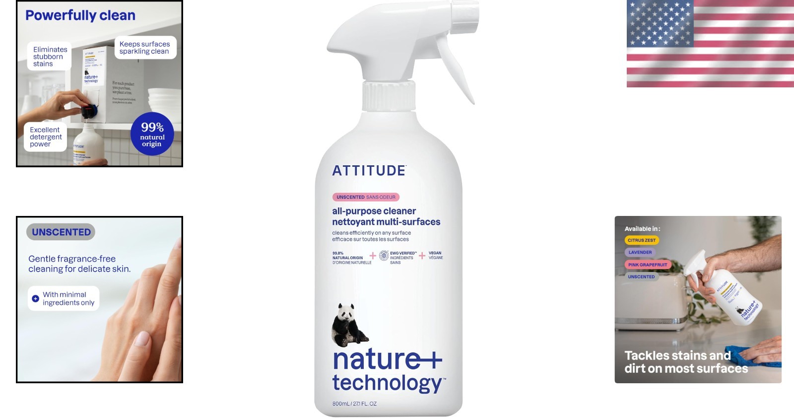 27.1 Fl Oz Multi-Surface Cleaner – Unscented, Plant-Based, EWG Certified Spray
