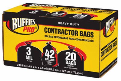 Contractor Bags, Black, 42 Gallons, 20-Pk. – 1190270