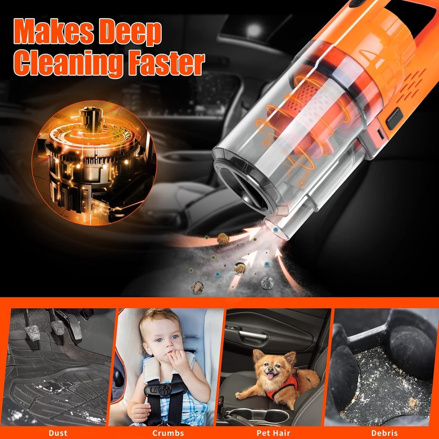 Car Cleaning Kit 17pcs Interior Detailing, Vacuum, Brushes, Gel & Accessories