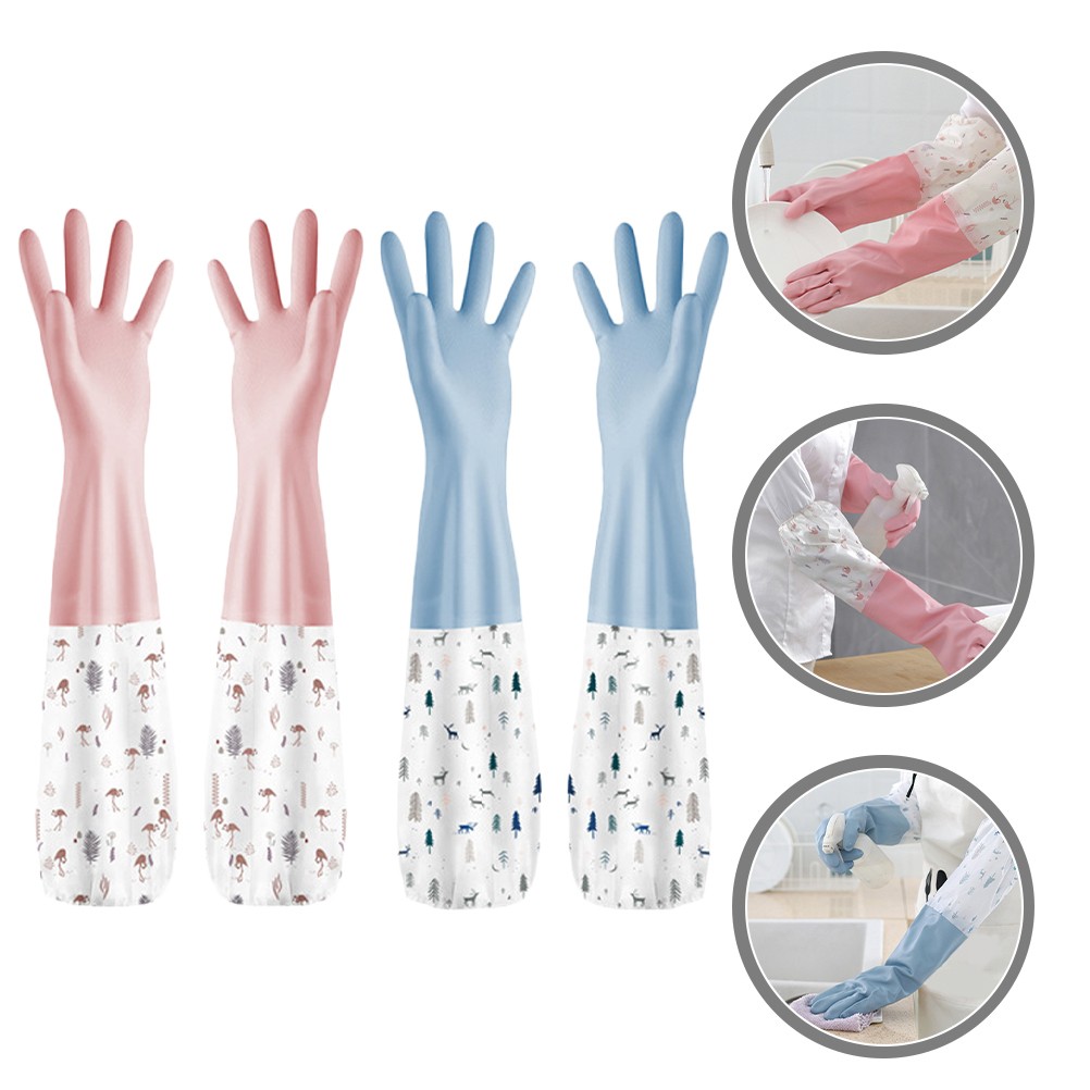 Washing Gloves Kitchen Long Waterproof Dish Cleaning Gloves Rubber Latex Protect