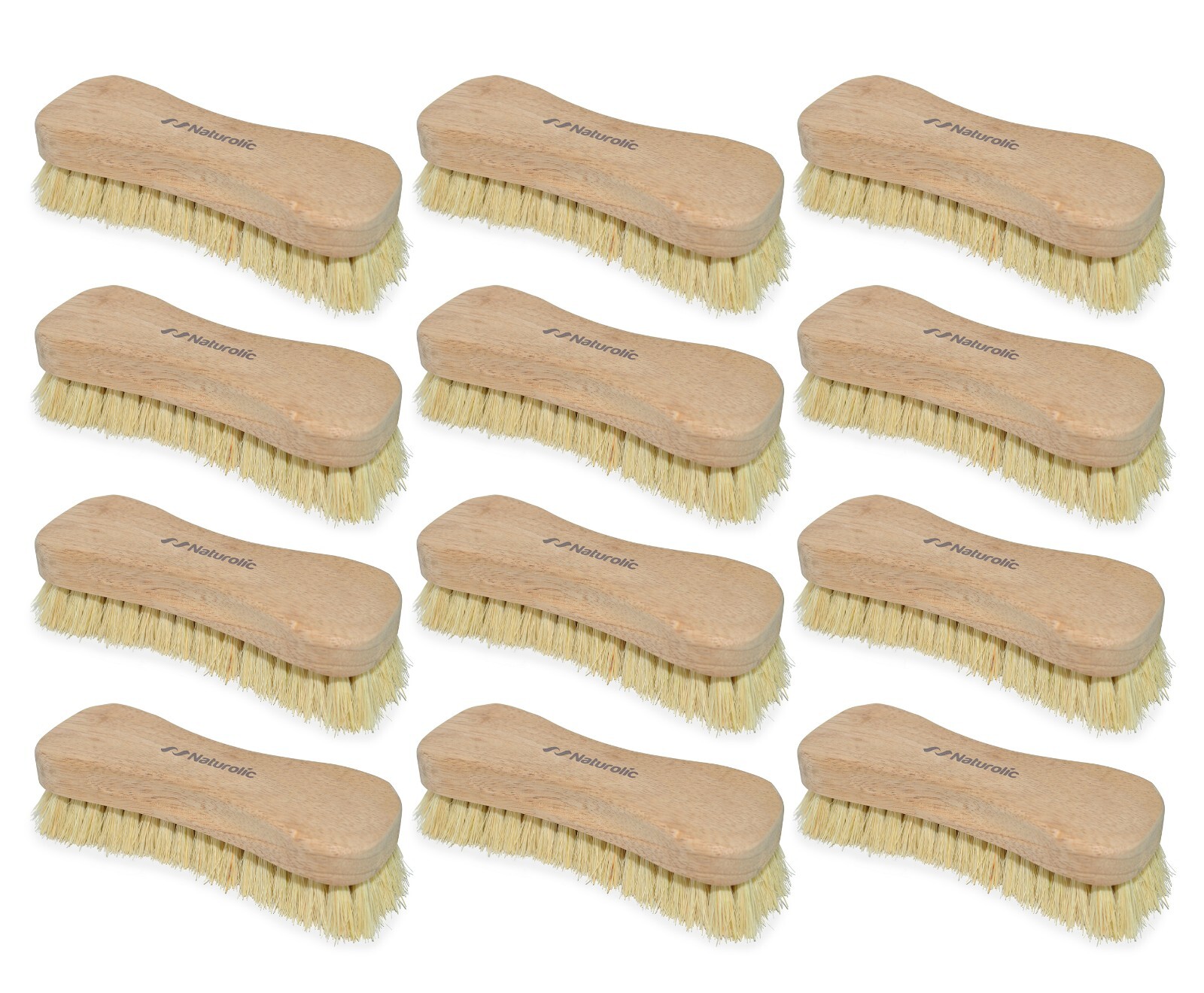 Naturolic All-Natural Wooden Scrub Brush | Tampico Bristle Brush set of 12