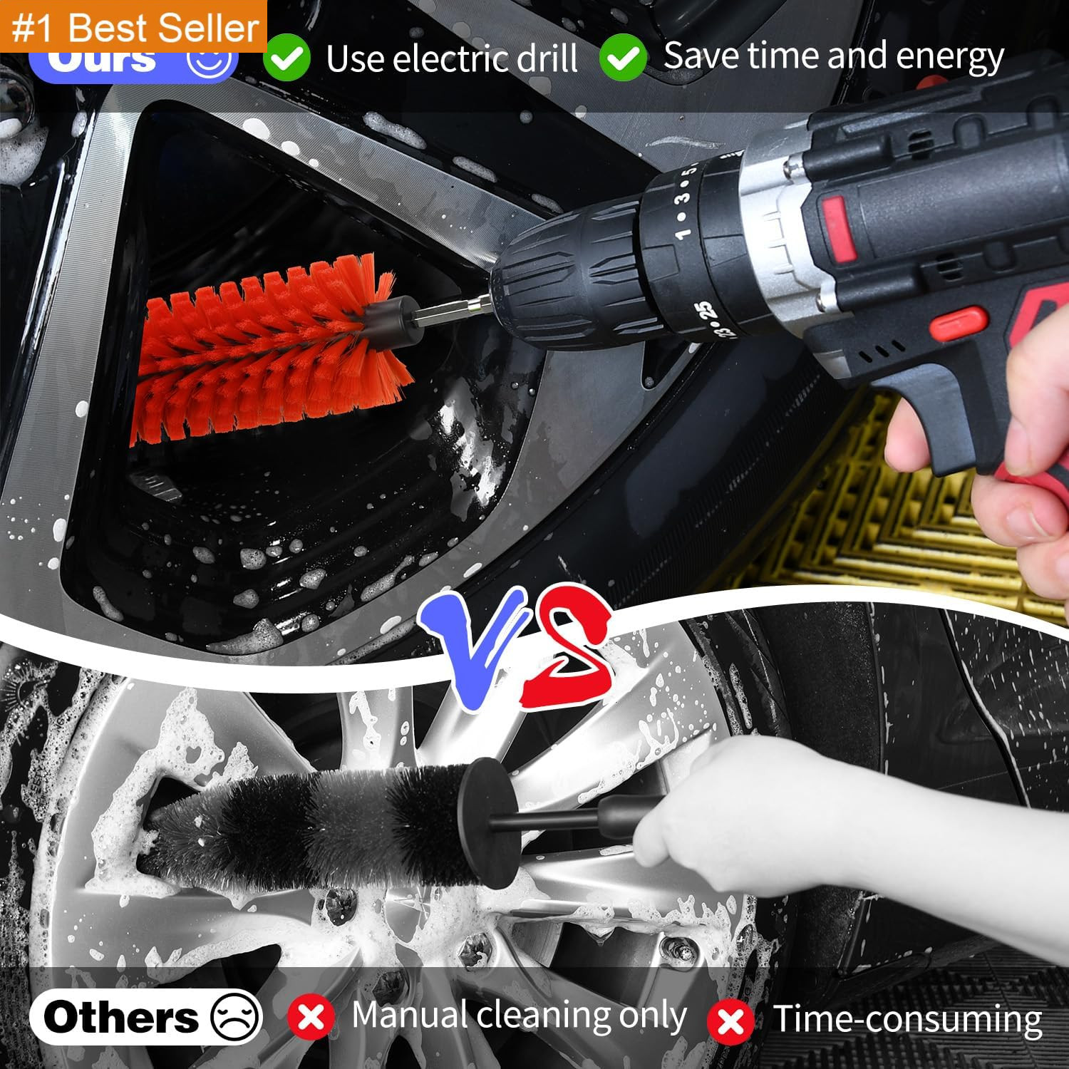 Drill Brush for Car Wheel and Bottle, Highly Dense and Durable Car Cleaning Brus