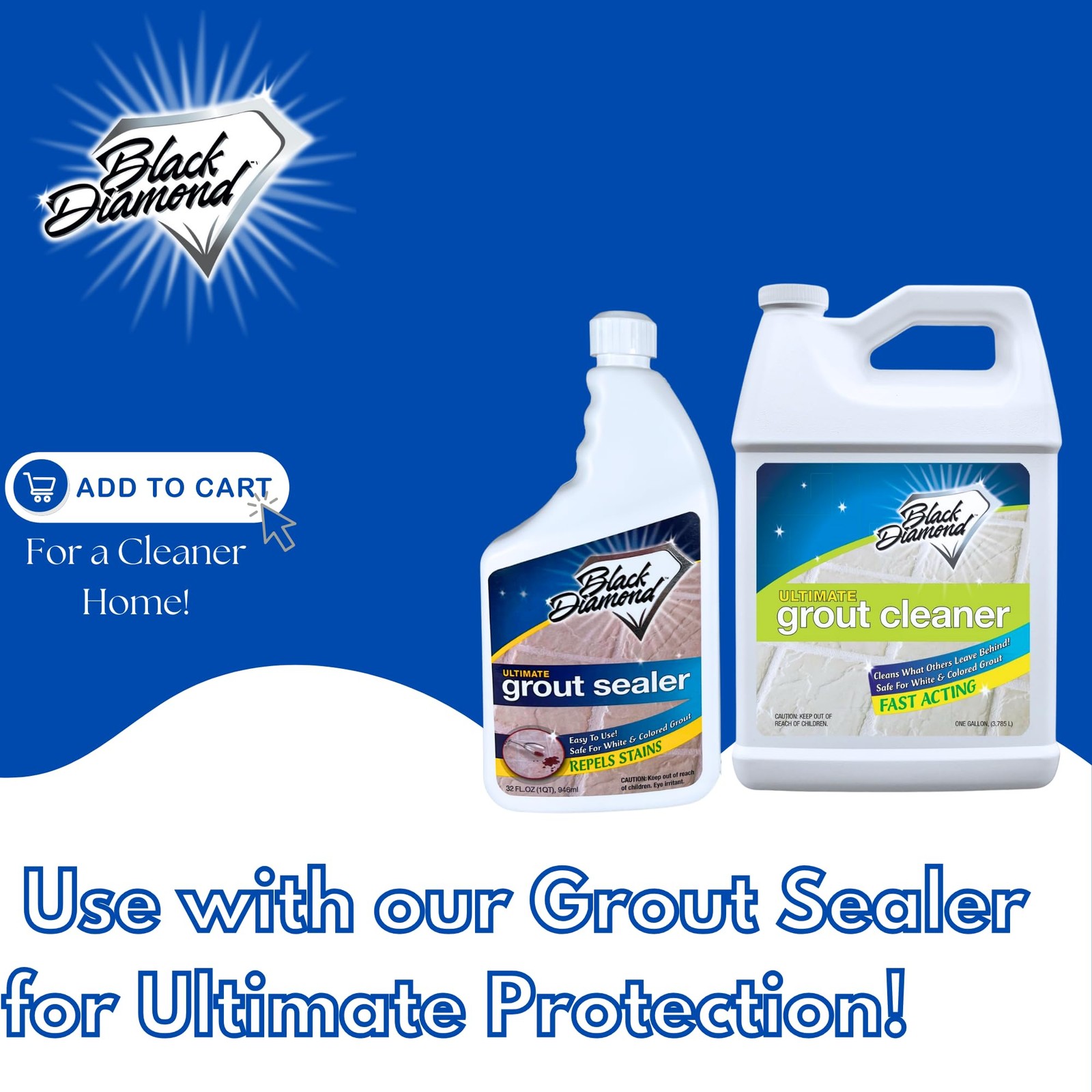 Grout Cleaner Black Acid-Free Deep Cleaner Stain Remover Safe 1-Gallon