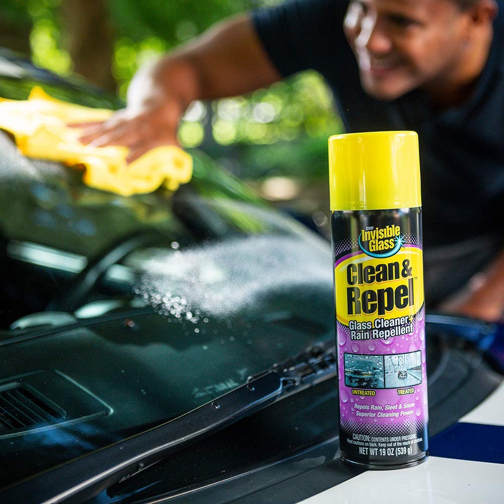 91184 Clean & Repel – Aerosol Glass Cleaner and Rain Repellent, Cleans Exteri…