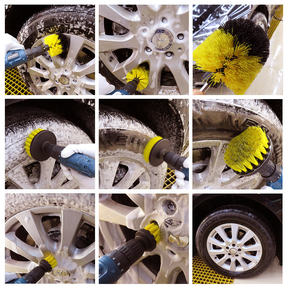 6PCS Drill Brush Set Power Scrubber Attachments Car Carpet Tile Grout Cleaning