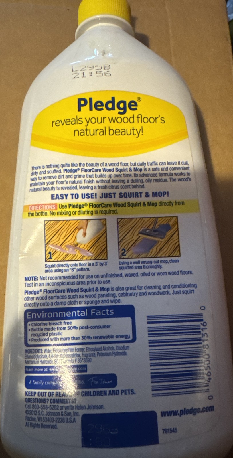 Pledge clean it Floor Care Squirt & Mop Citrus Scent Hardwood Cleaner 27 oz
