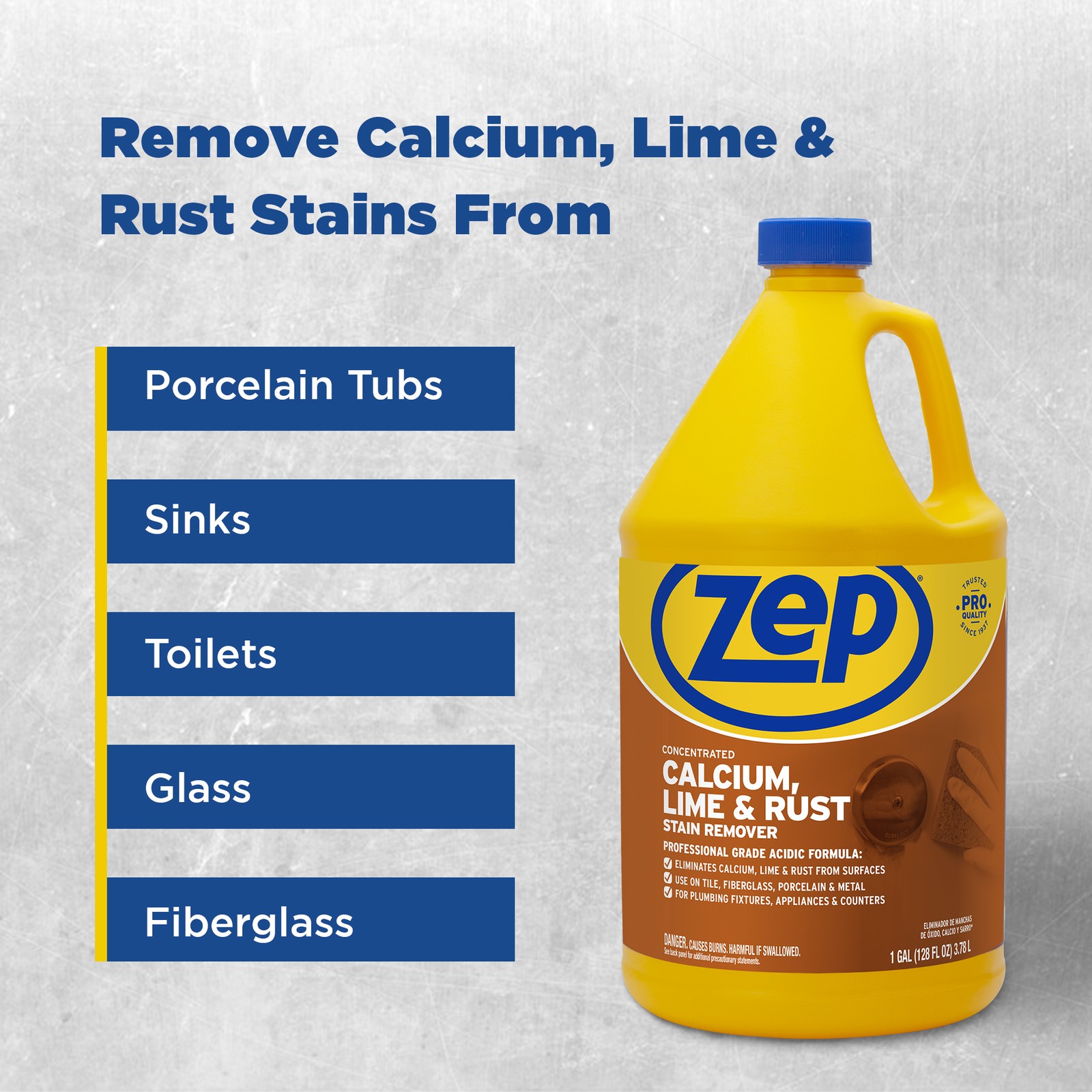 Zep Calcium, Lime and Rust Stain Remover Concentrate – 1 Gal (Case of 4)