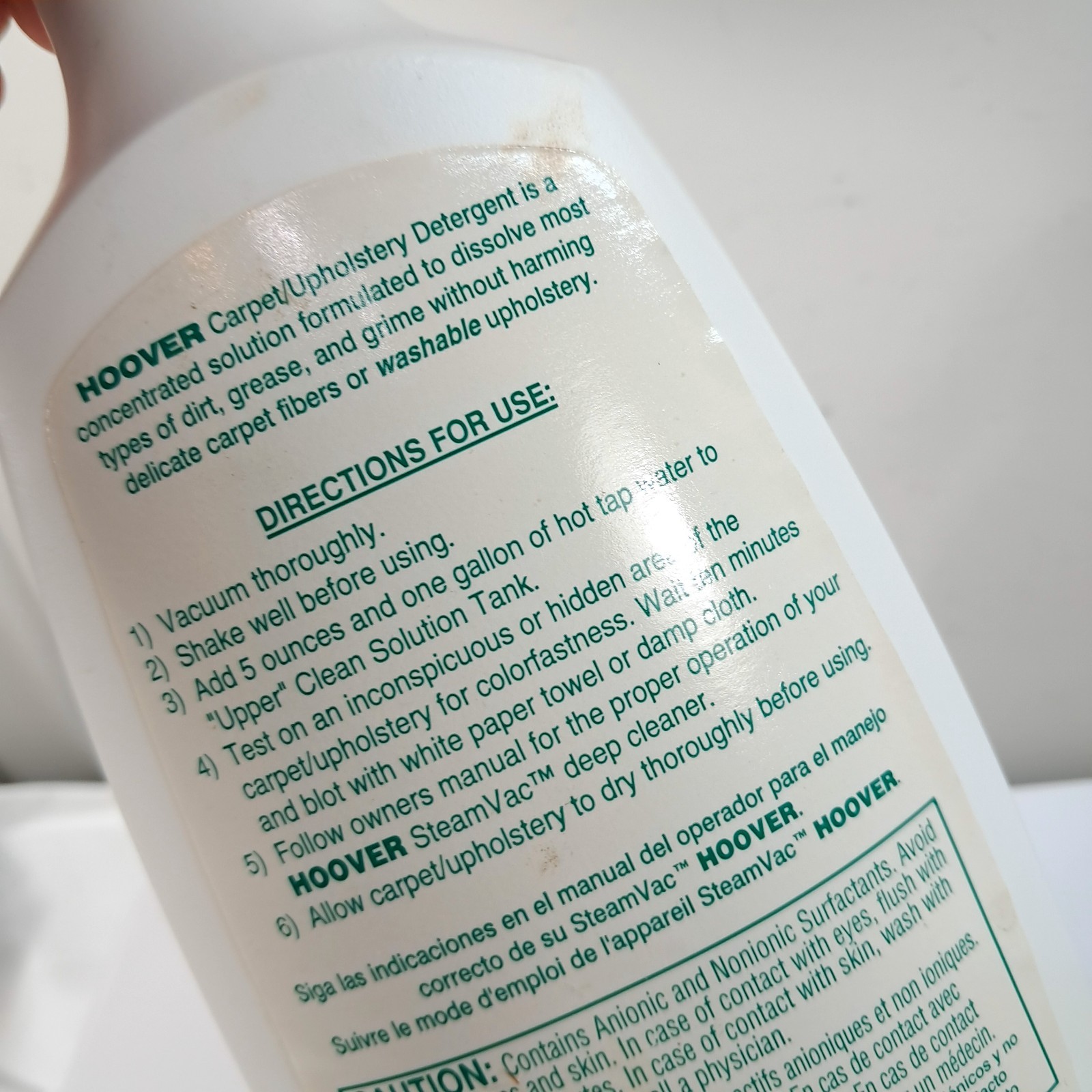 NEW Hoover Steamvac Carpet Upholstery Detergent 16 oz reduces allergens cleaner