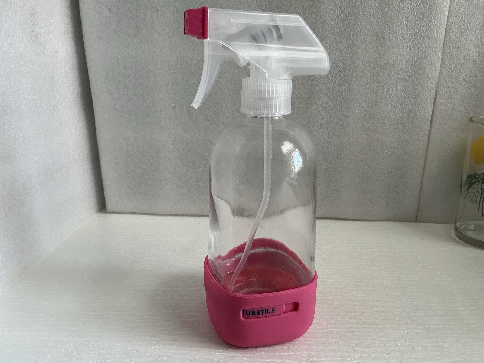 Grove Co. Glass Spray Bottle 16 Oz Pink Silicone Sleeve Multi Purpose