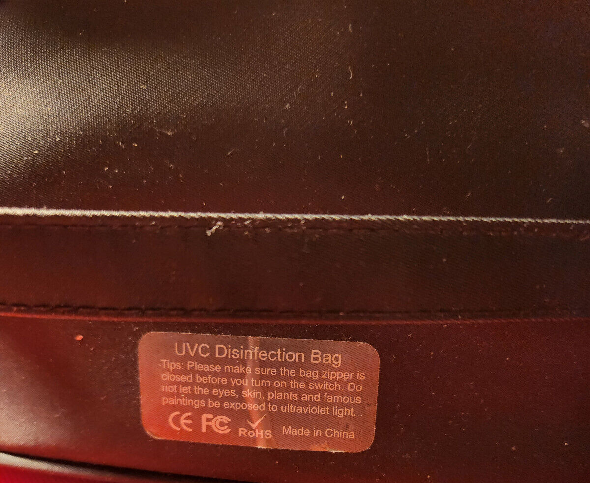 NEW: PORTABLE UVC LED DISINFECTION UV CLEANER BAG GRAY WITH MANUAL – USB POWERED