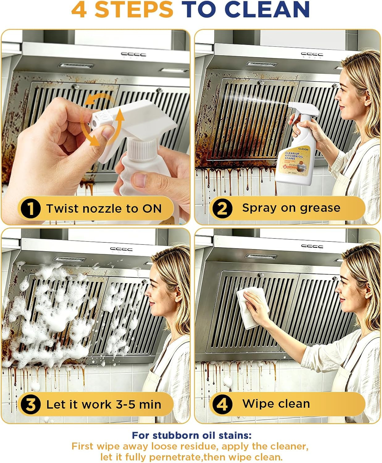 Heavy Duty Kitchen Degreaser Spray, All-Purpose Grease Cleaner for Range Hood, S