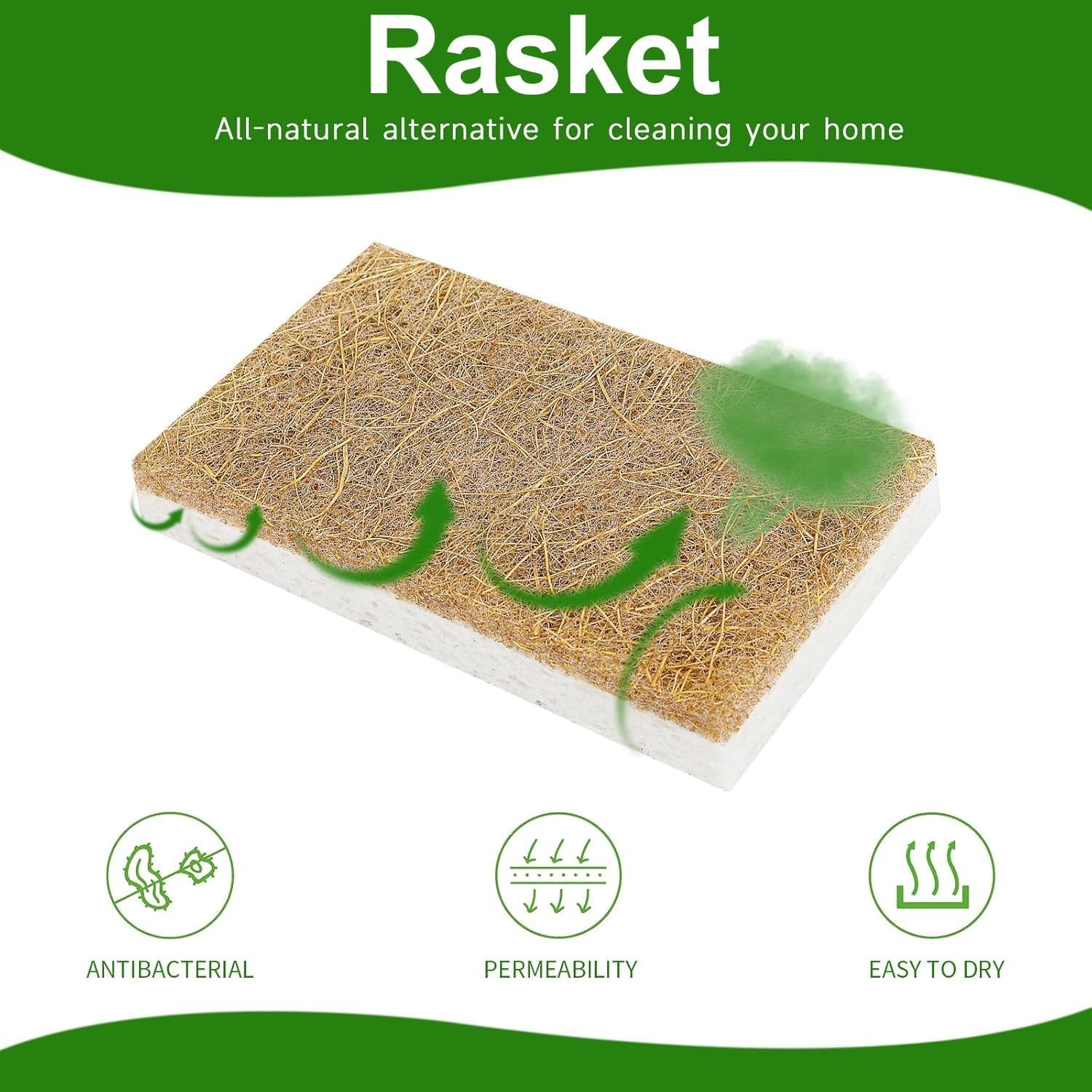 10 Pack Biodegradable Natural Sponges Kitchen – Compostable Cellulose and