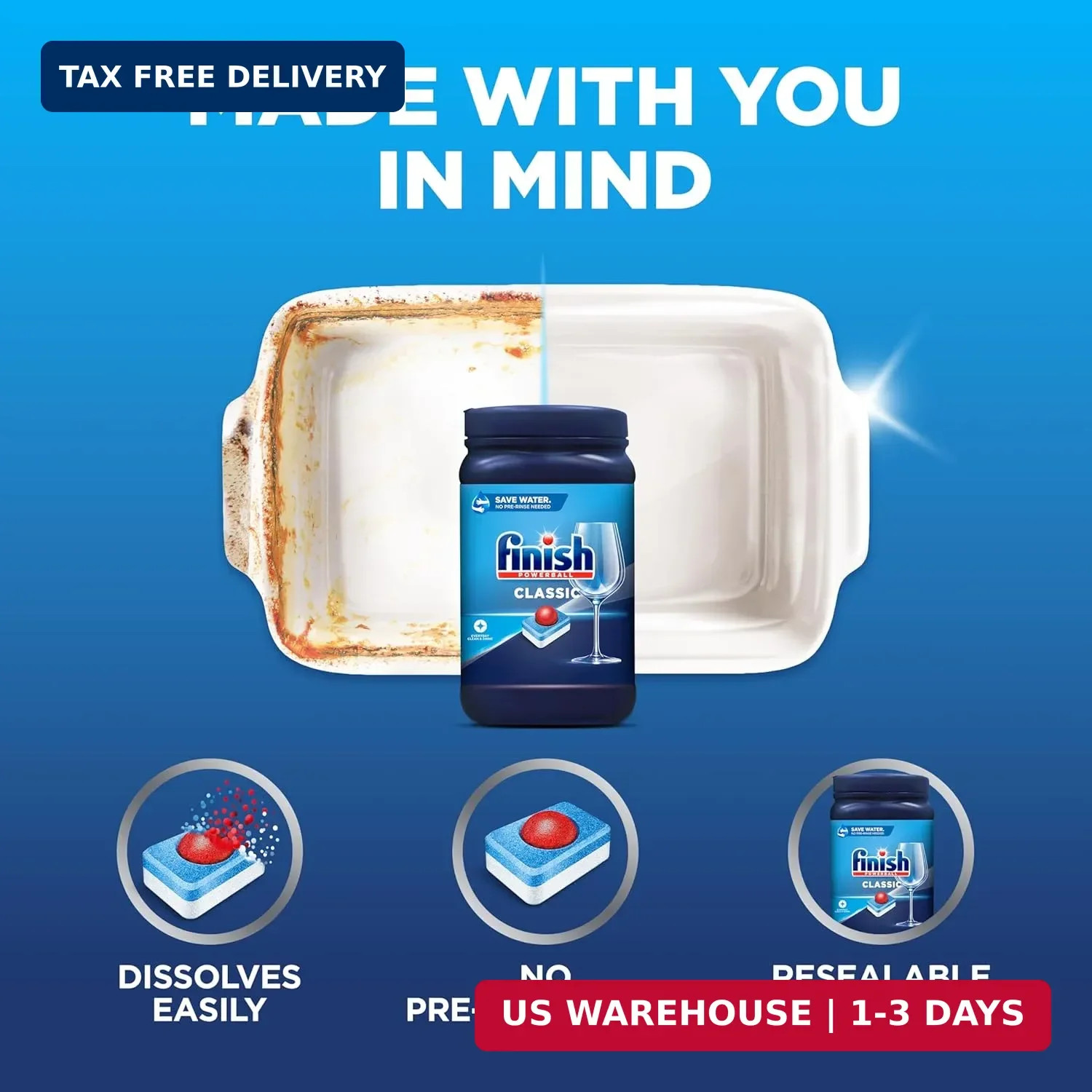 Finish Powerball Dishwasher Pods, Dishwasher Tablets Wrapper Free Formula, Unsce