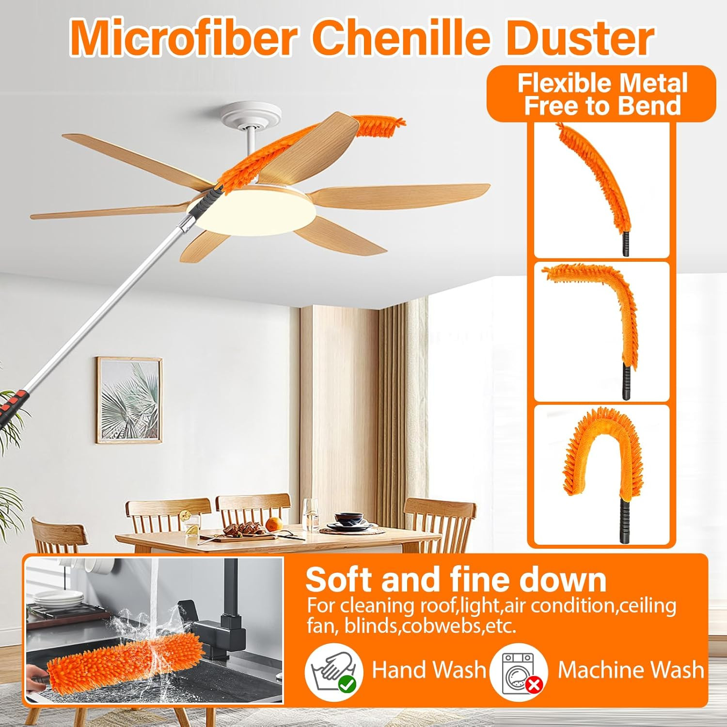 26FT High Reach Duster Cleaning Kit with 5-20 FT Extension Pole,High Ceiling Dus