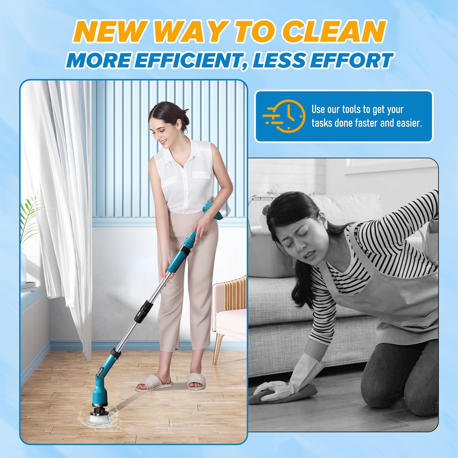 DTNESS Electric Spin Scrubber for Makita 18V, Cordless ​Shower Cleaner with F…