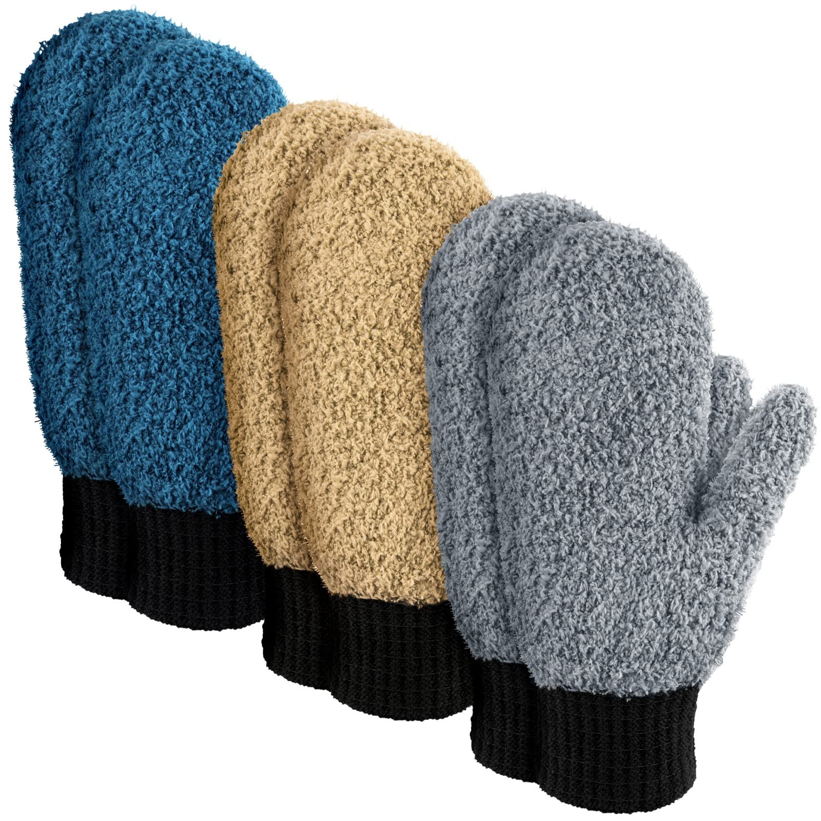 Bencailor 3 Pairs Microfiber Dust One Size, Dark Blue, Khaki, Gray, Black