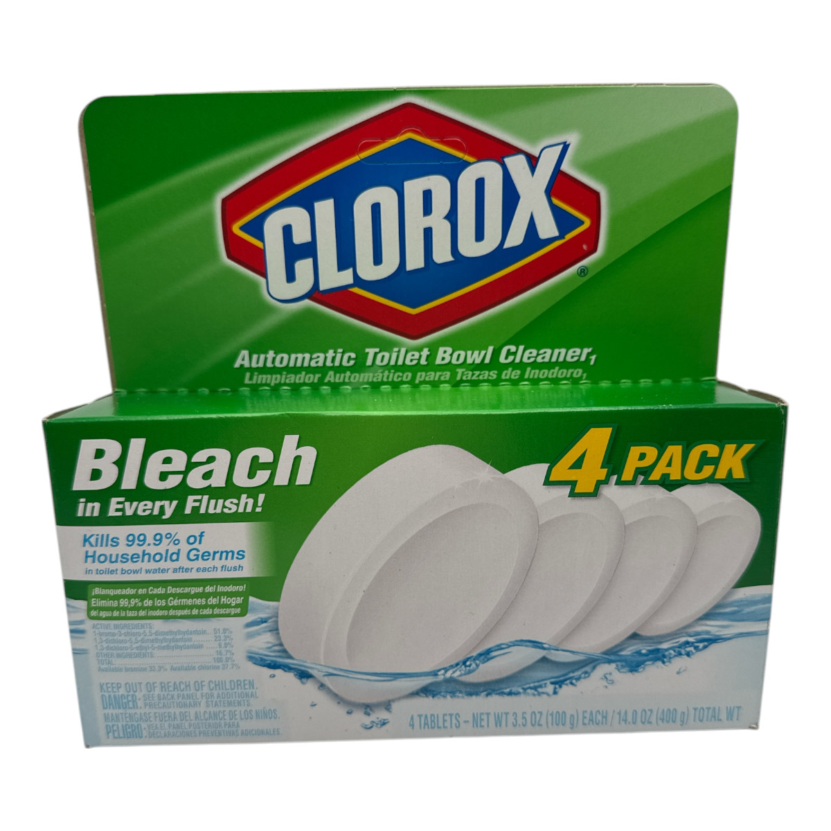 Clorox Bleach Ultra Clean Automatic Toilet Bowl Cleaner Tablets 3.5 oz 4 Pack