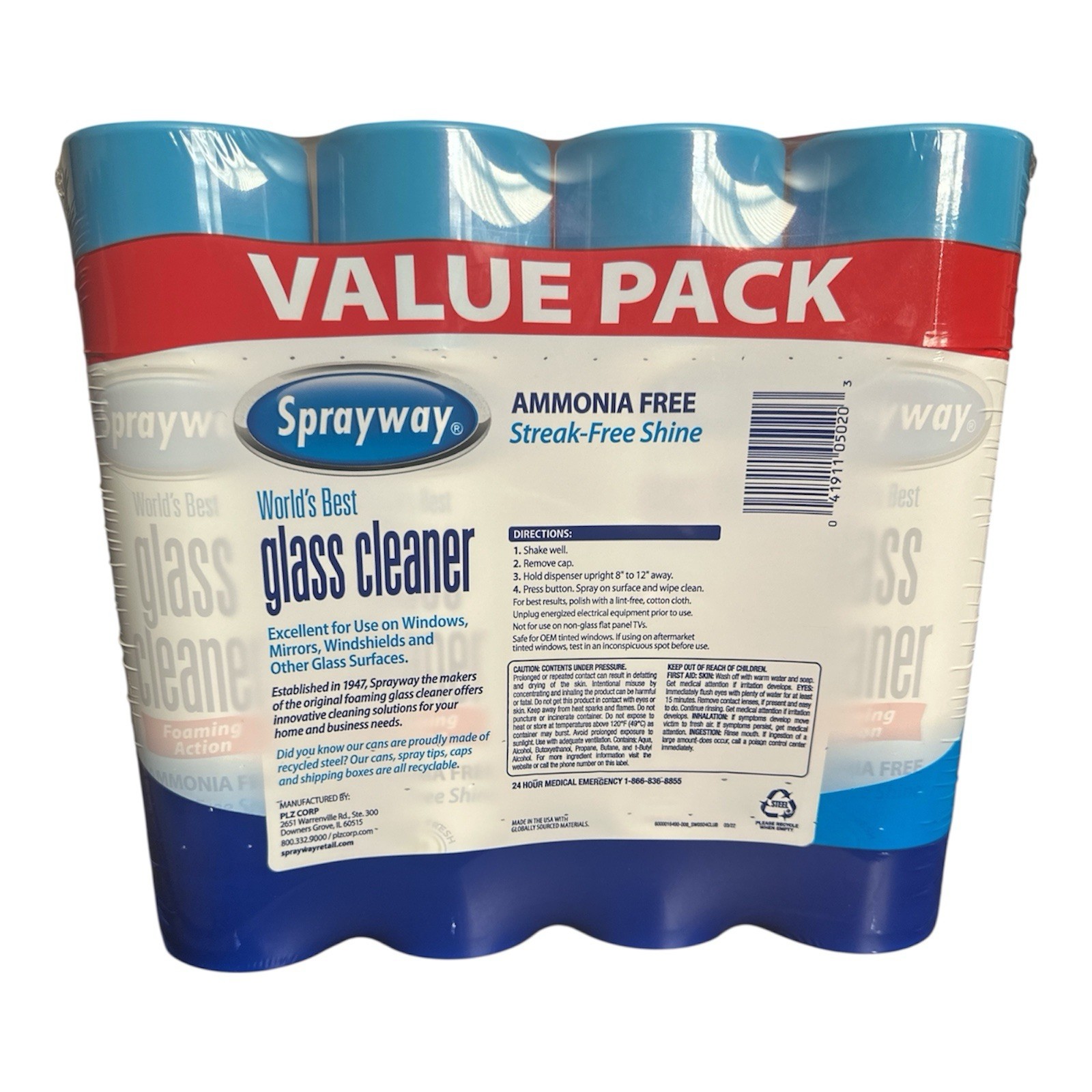 Sprayway Glass Cleaner 4-Pack Ammonia Free 19 Oz New Clean Fresh Scent