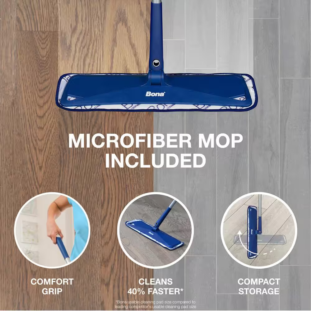 Bona WM710013501 52 in. Steel Handle Fiber Bristle Multi-Surface Floor Care Kit
