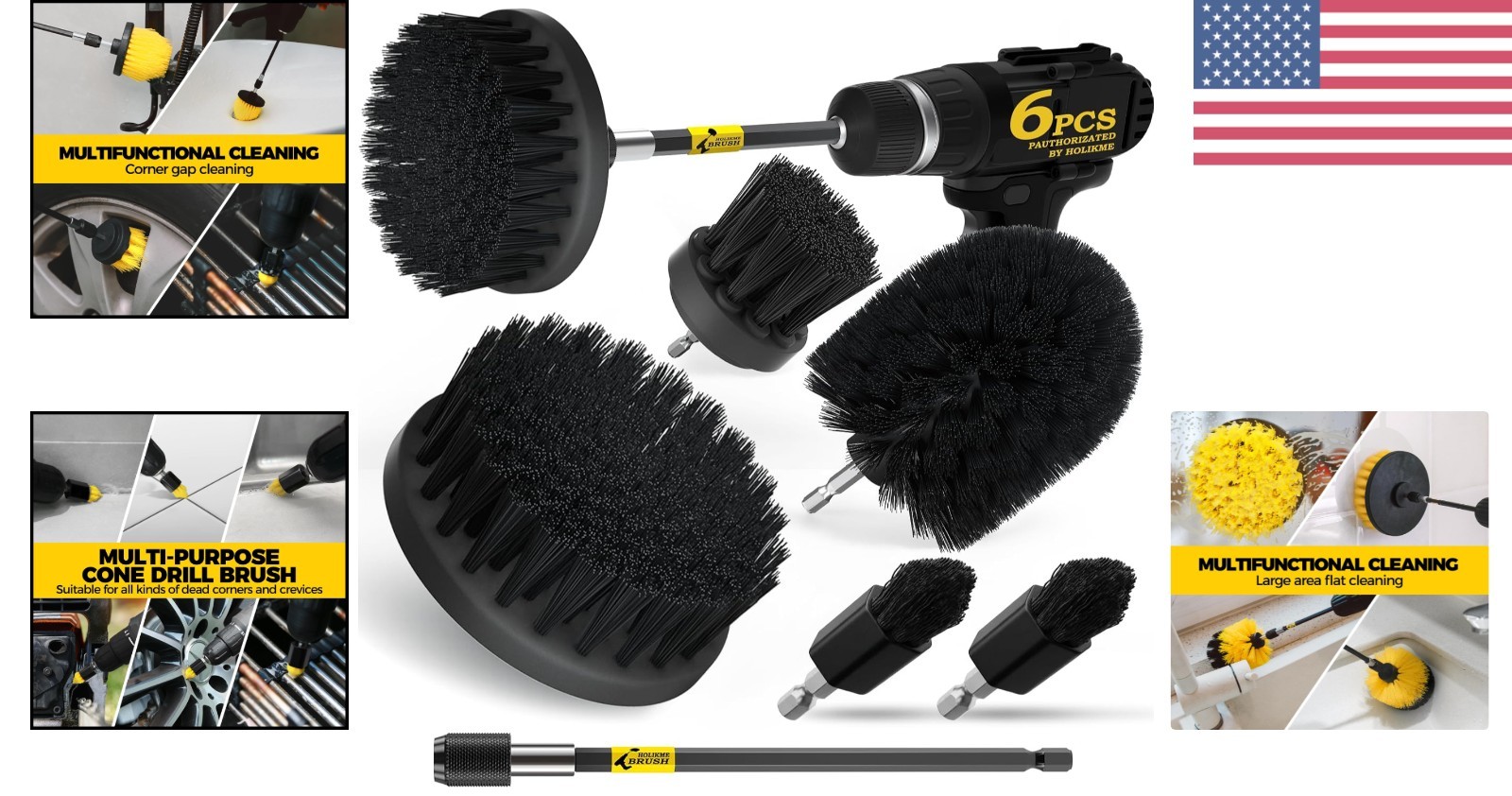Versatile Nylon Drill Brush Set – 6-Piece Kit for Tough Cleanups in Every Corner