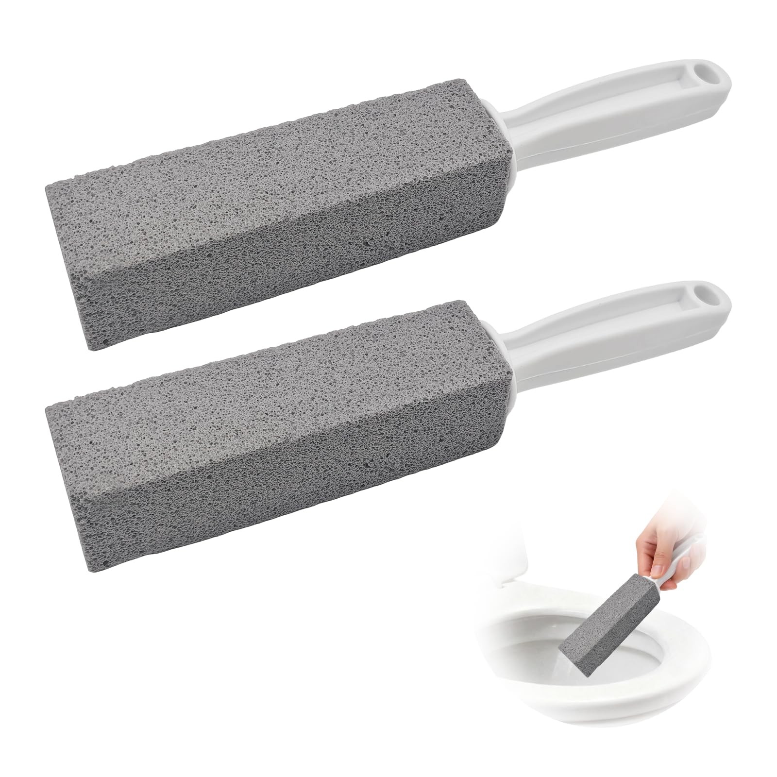 Toilet Bowl Cleaner Pumice Stone with Handle for Limescale & Hard Water Stains