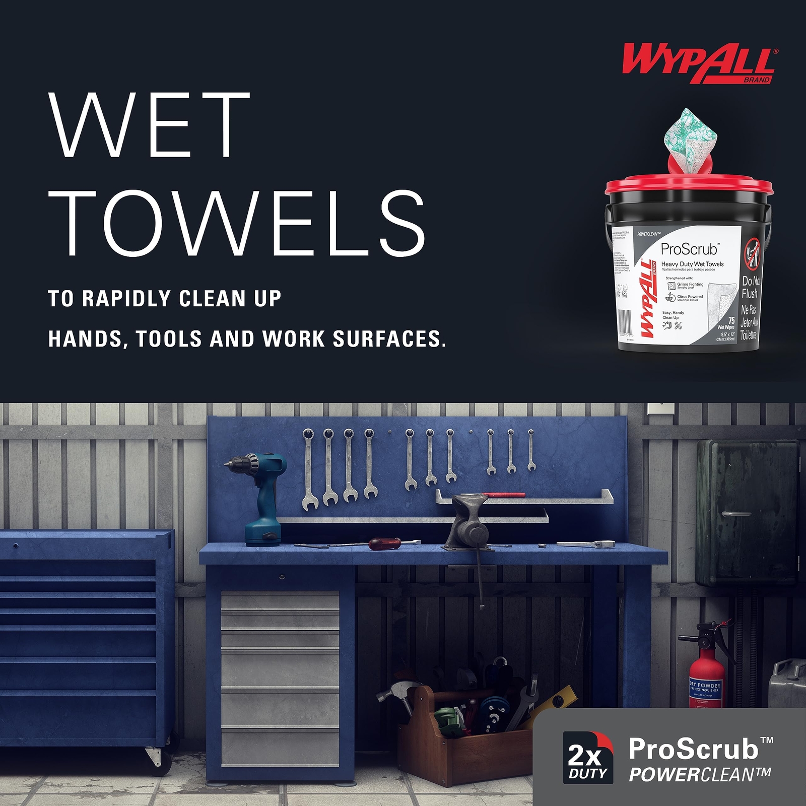 WypAll Power Clean ProScrub Cleaning Wipes Pack of 6 Citrus 450 Sheets
