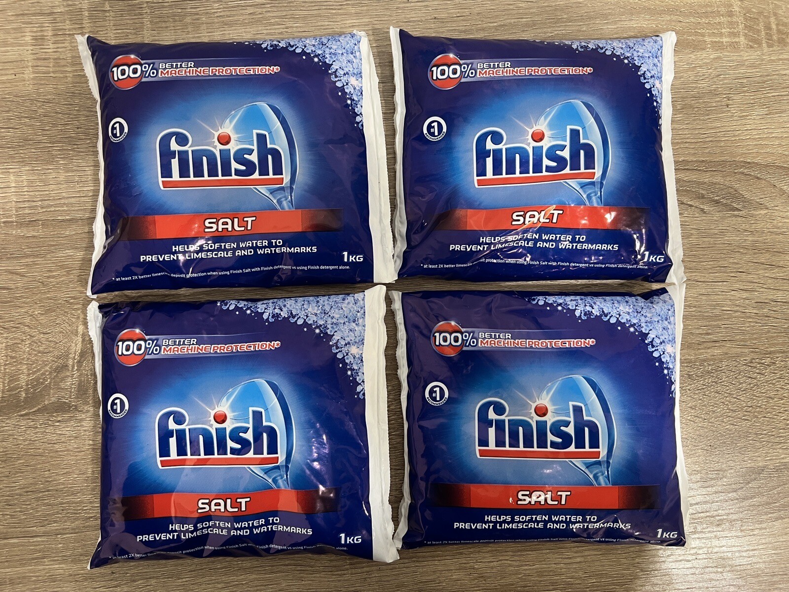 4 Pack Finish Dishwasher Water Softener Salt for Bosch Dishwasher 1KG each