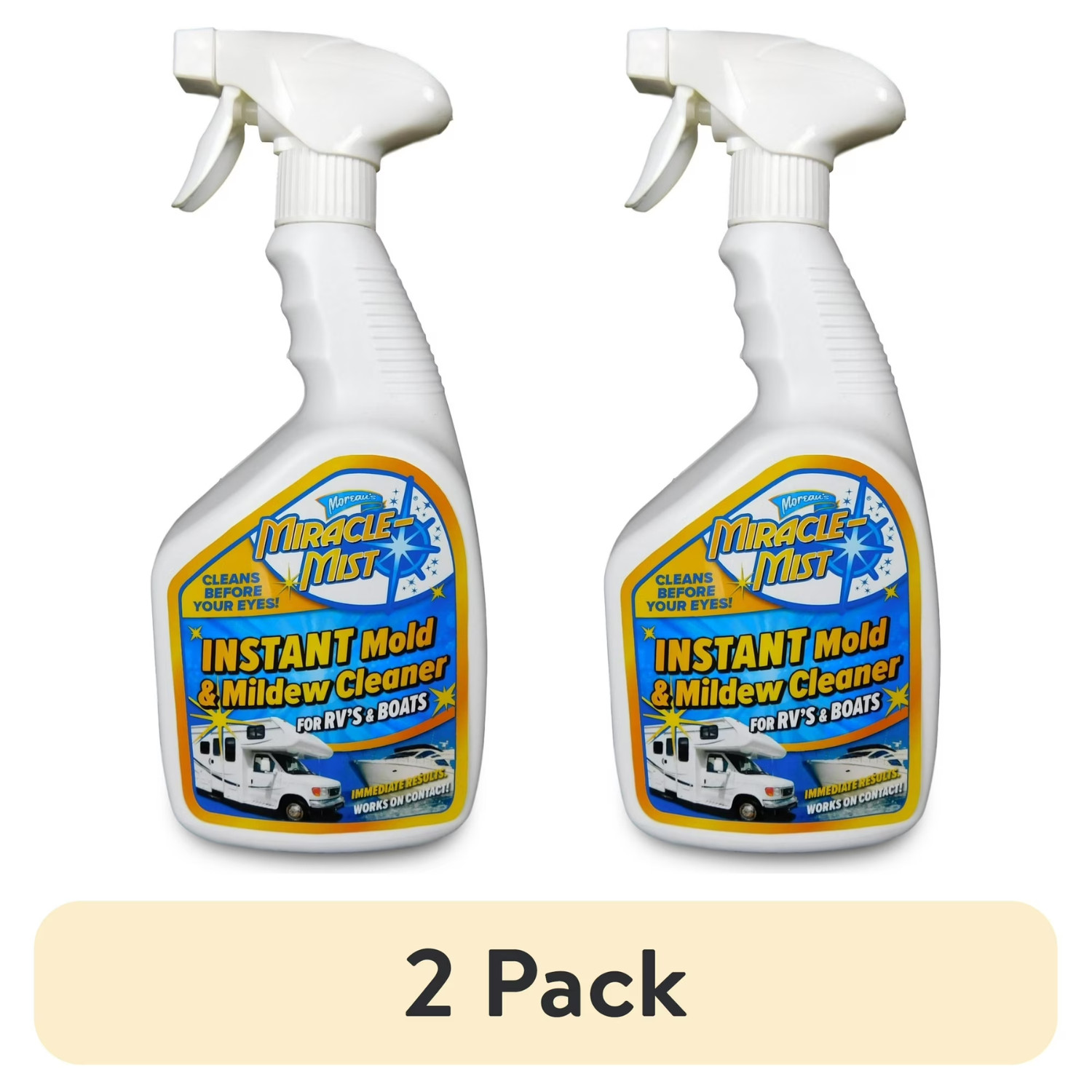 2PK Miracle Mist Instant Mold & Mildew Stain Remover Spray for RV&Boat, 32 fl oz