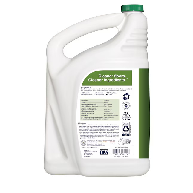 Bona Hard-Surface Floor Cleaner for Stone Tile Laminate Vinyl, Refill, 128 oz