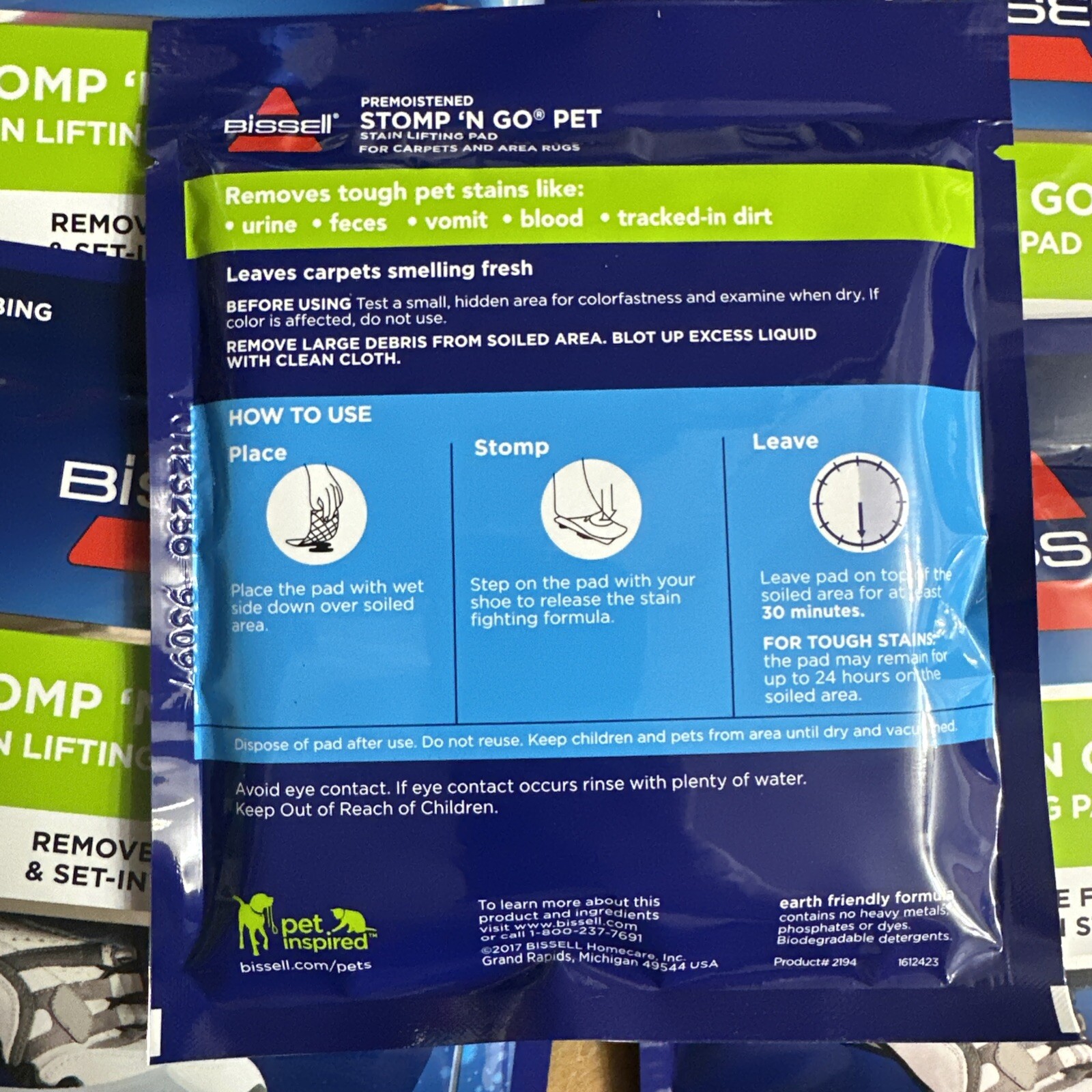 Bissell Stomp ‘n Go Pet Stain Lifting Pads OXY 5 Pack New Pet Pads