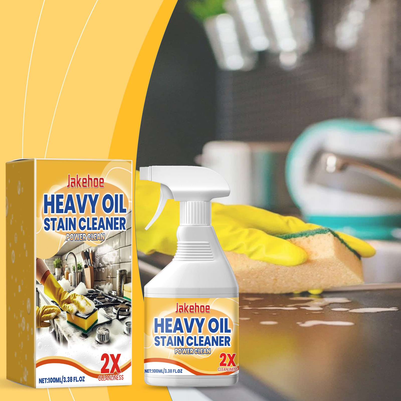 Jakehoe Heavy Duty Kitchen Degreaser Spray Oil & Grease Remover Range Hood Clean