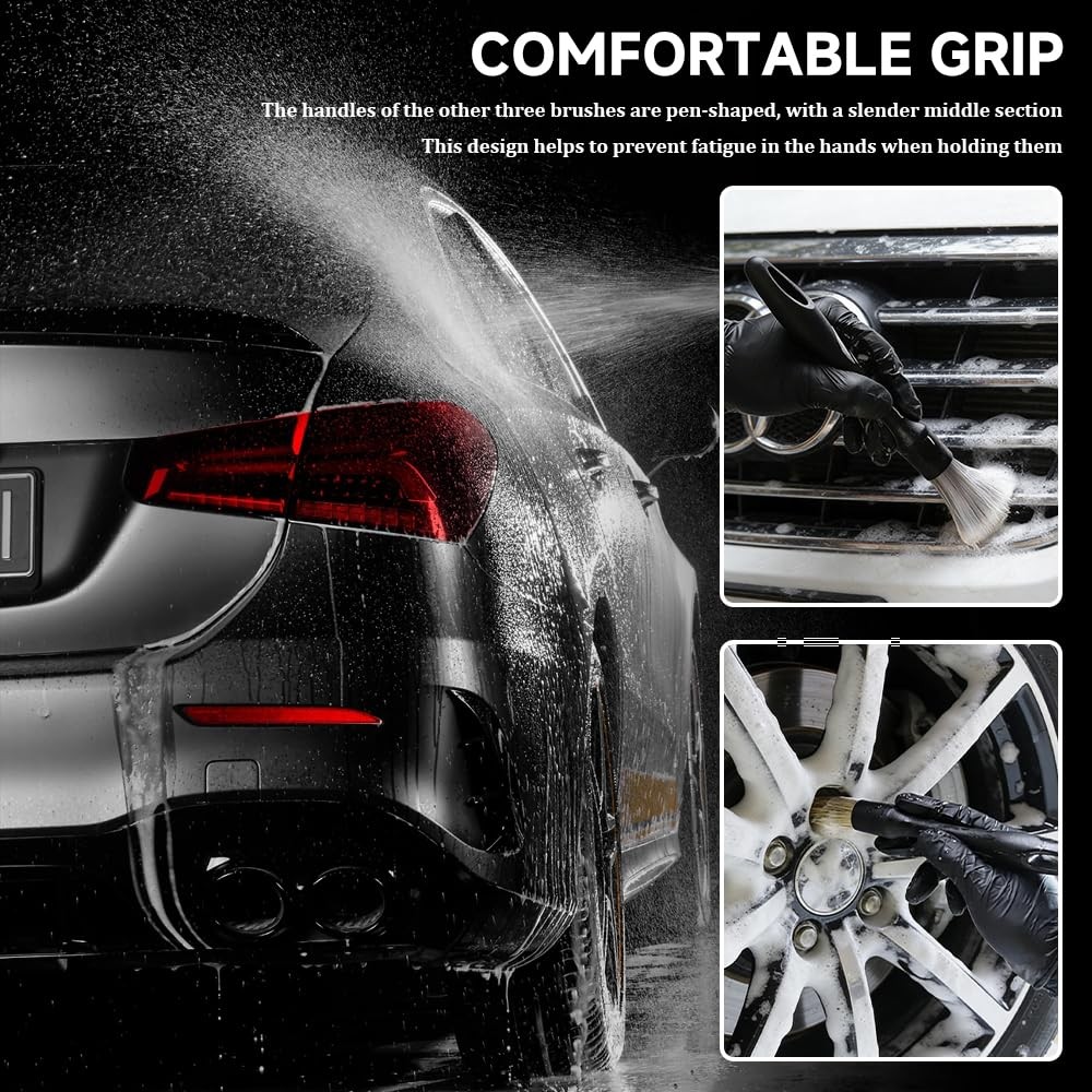 4 PCS Car Detailing Brush Set, Detailing Dusting Tool Kit, Detail Brushes Car…