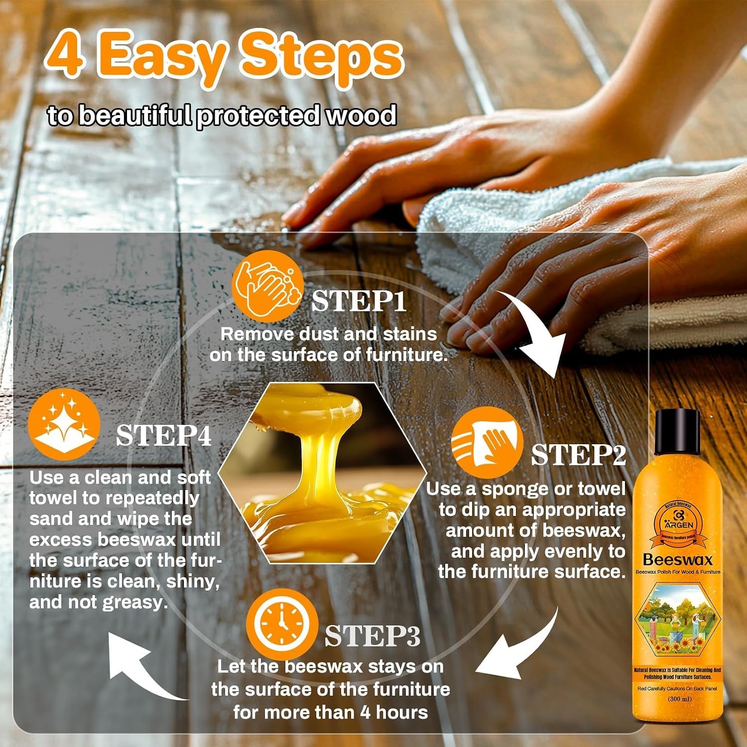 Beeswax Furniture Polish – Restore Shine & Protect Wood Finish – 300ML