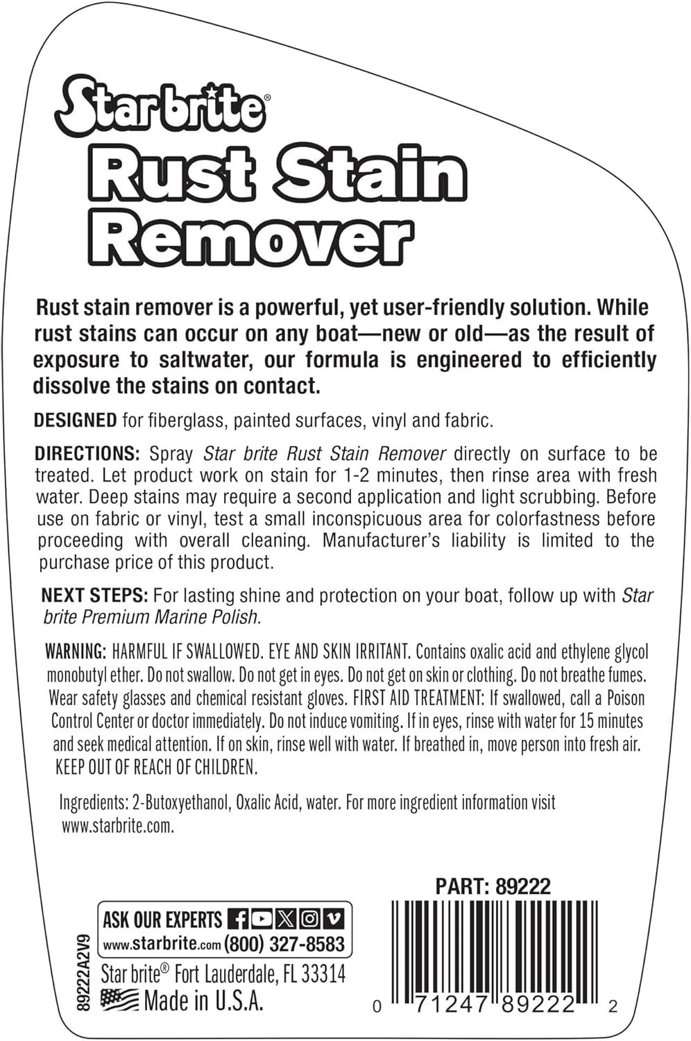 22 Oz Fast-Acting Rust & Corrosion Stain Remover – Safe for Fiberglass & Metal