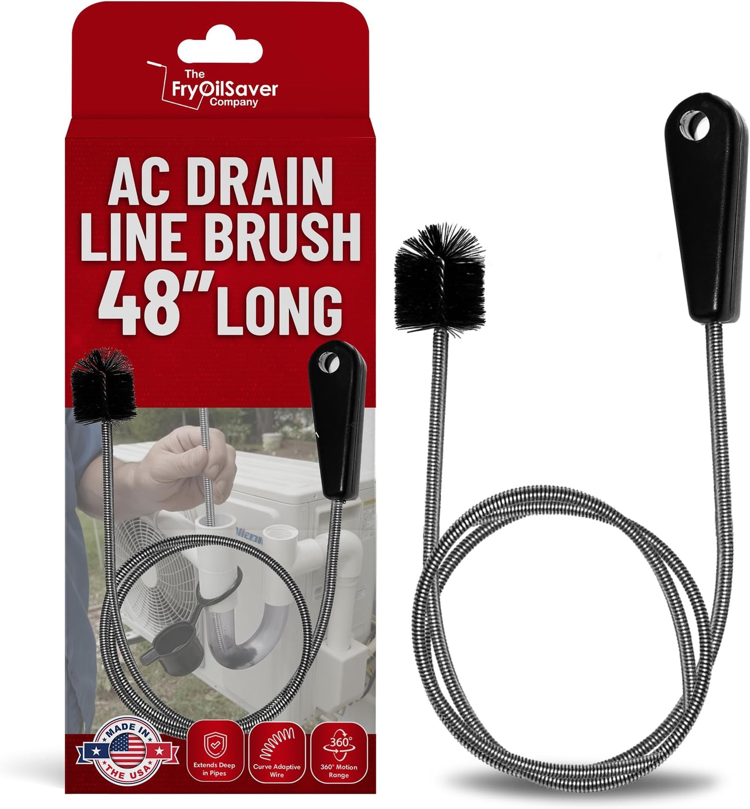48″ Flexible Tube Brush – Long Pipe Snake for Sink – AC Condensate Line Clean…