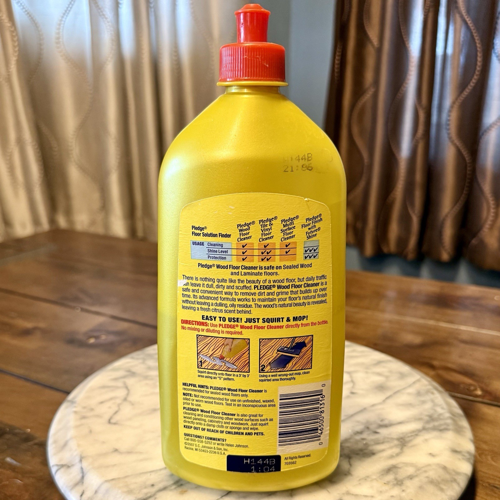 VTG 2007 Johnson Pledge Floor Care Wood Floor Cleaner Citrus Scent 27oz ~ READ